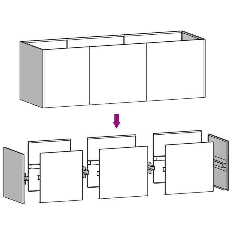 vidaXL augstā dārza puķu kaste, pelēka, 120x40x40 cm, kortena tērauds