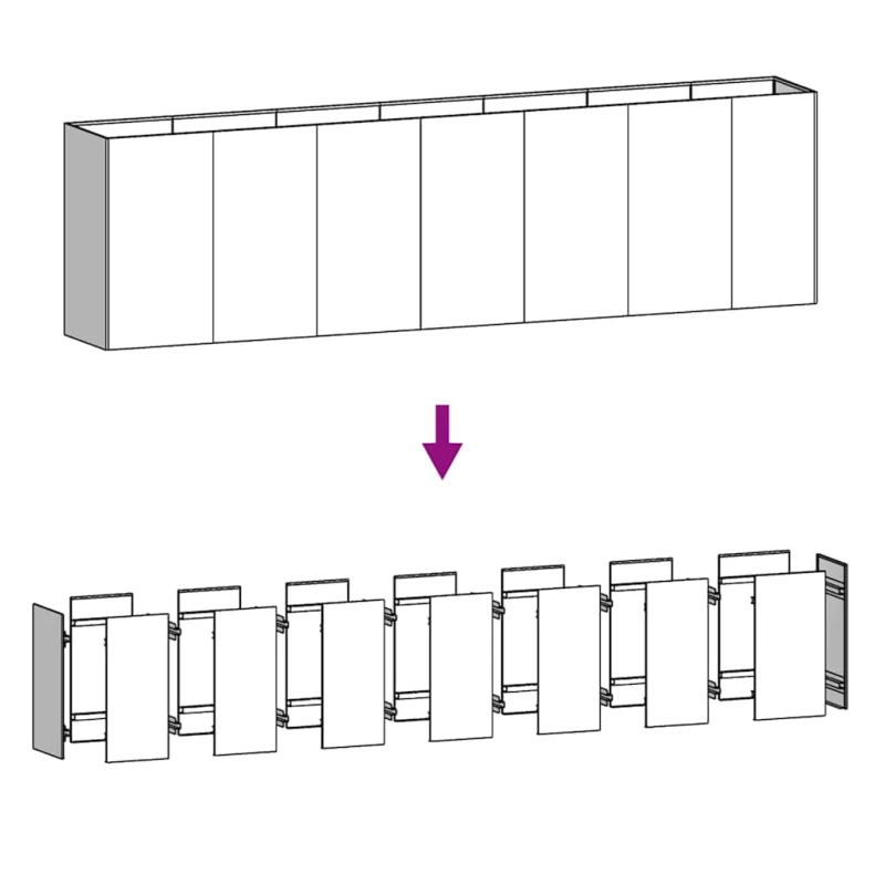 vidaXL augstā dārza puķu kaste, 280x40x40 cm, tērauds ar rūsas efektu