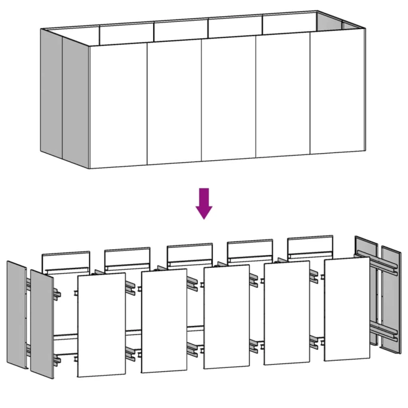 vidaXL augstā dārza puķu kaste, 200x80x80 cm, tērauds ar rūsas efektu