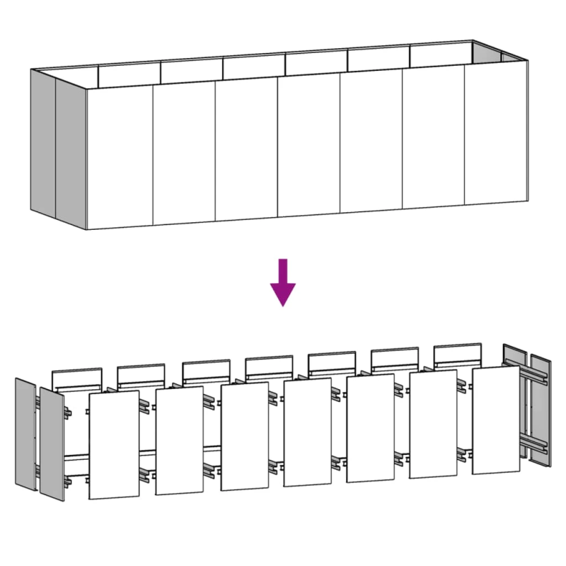vidaXL augstā dārza puķu kaste, 280x80x80 cm, tērauds ar rūsas efektu