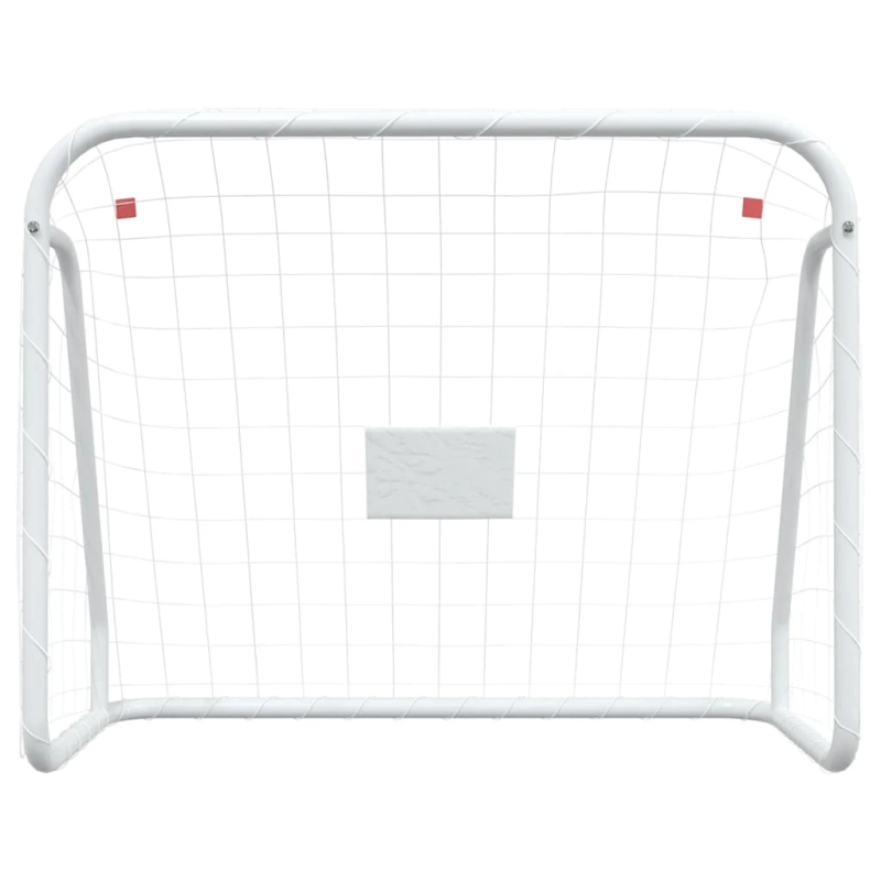 vidaXL futbola vārti ar tīklu, balti, 125x96x60cm, tērauds, poliesters