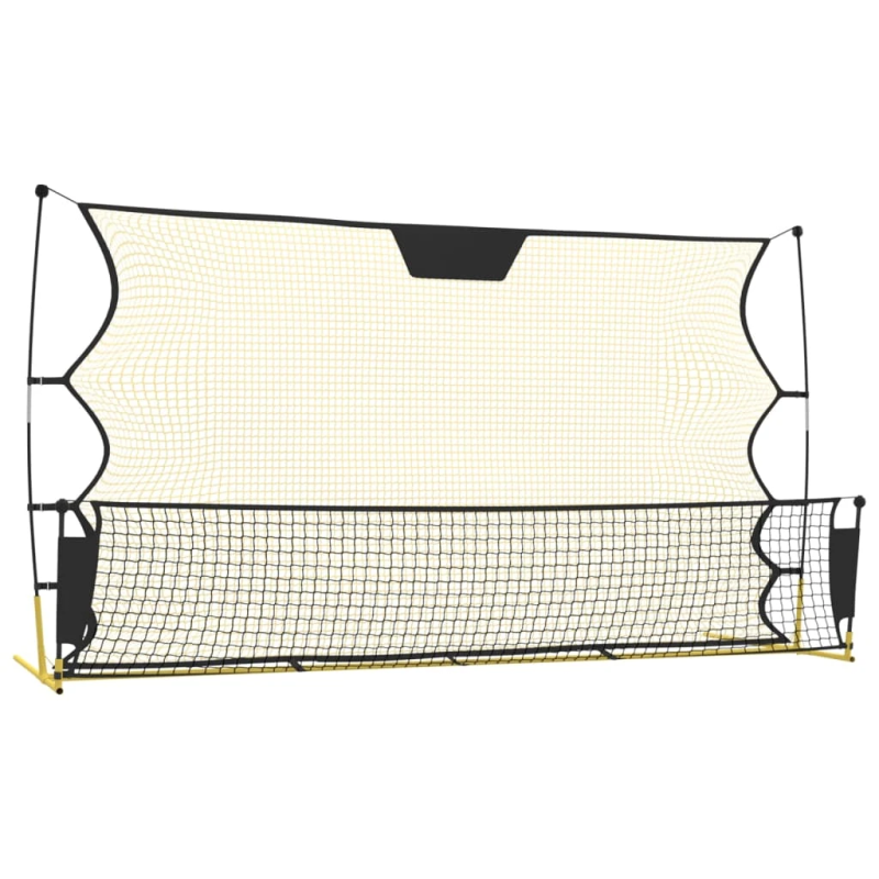 vidaXL futbola atsitienu tīkls, melns, dzeltens, 183x85x120 cm