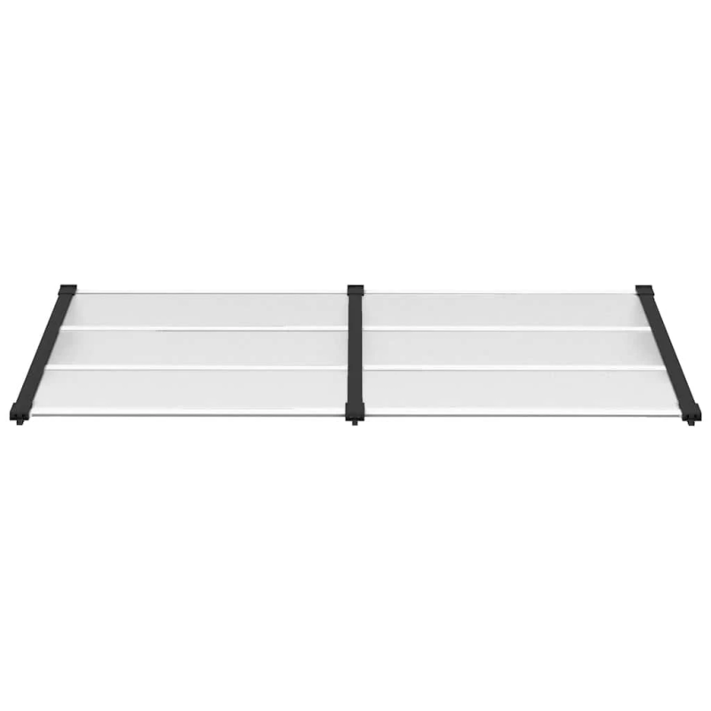 vidaXL durvju jumtiņš, melns, caurspīdīgs, 199x90 cm, polikarbonāts