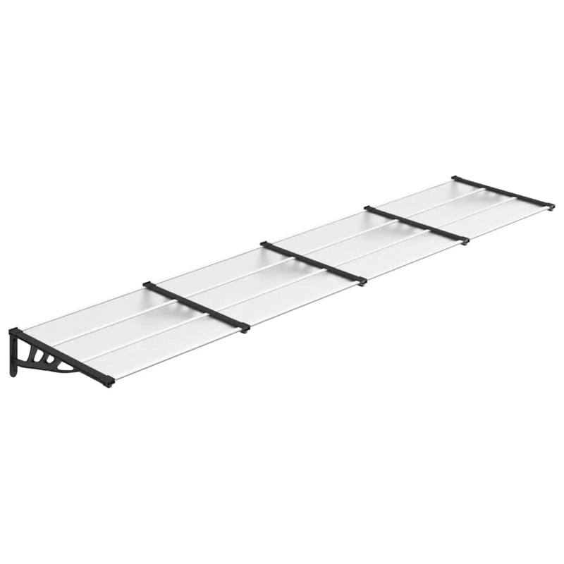 vidaXL durvju jumtiņš, melns, caurspīdīgs, 396x90 cm, polikarbonāts