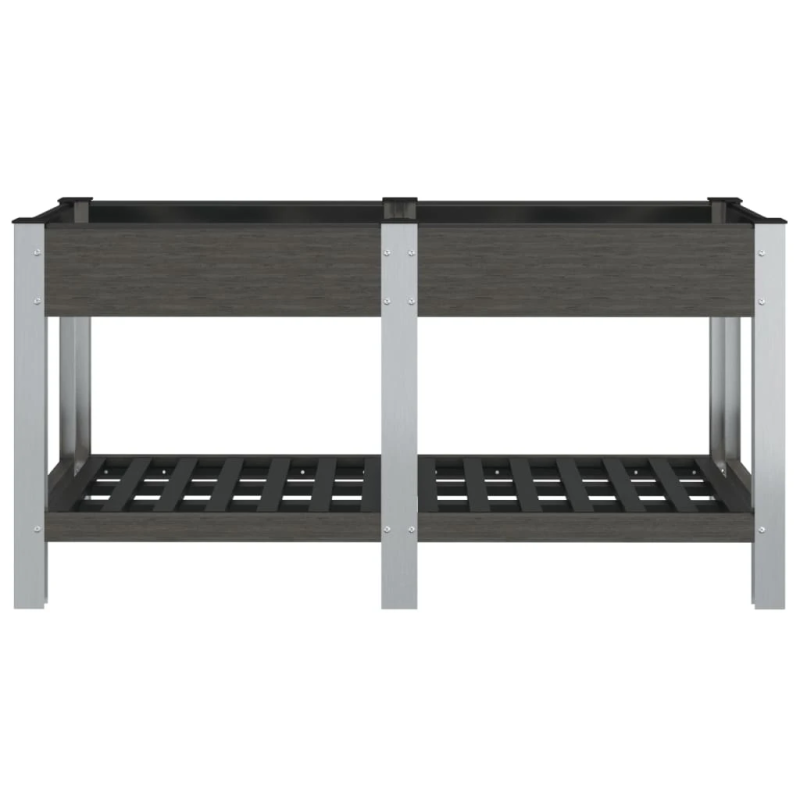 vidaXL augstā puķu kaste ar plauktu, pelēka, 175x50x75 cm, WPC