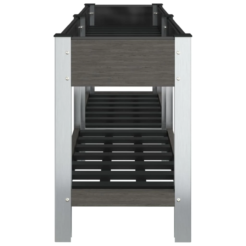 vidaXL augstā puķu kaste ar plauktu, pelēka, 175x50x75 cm, WPC