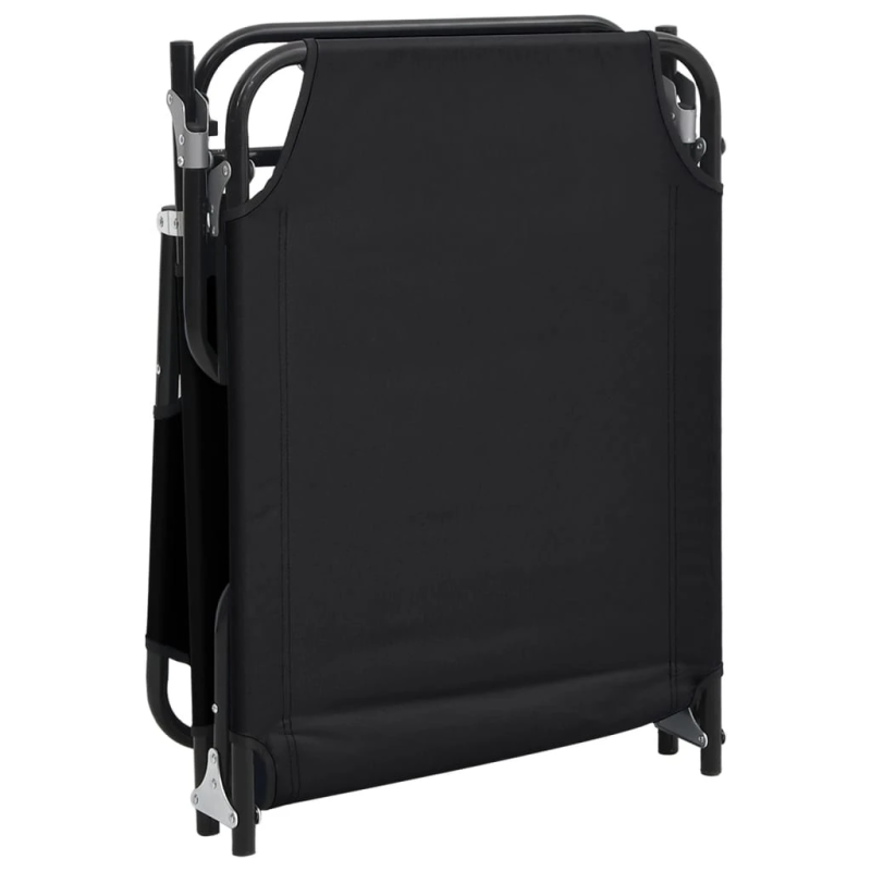 vidaXL sauļošanās krēsls, saliekams, melns audums, tērauds