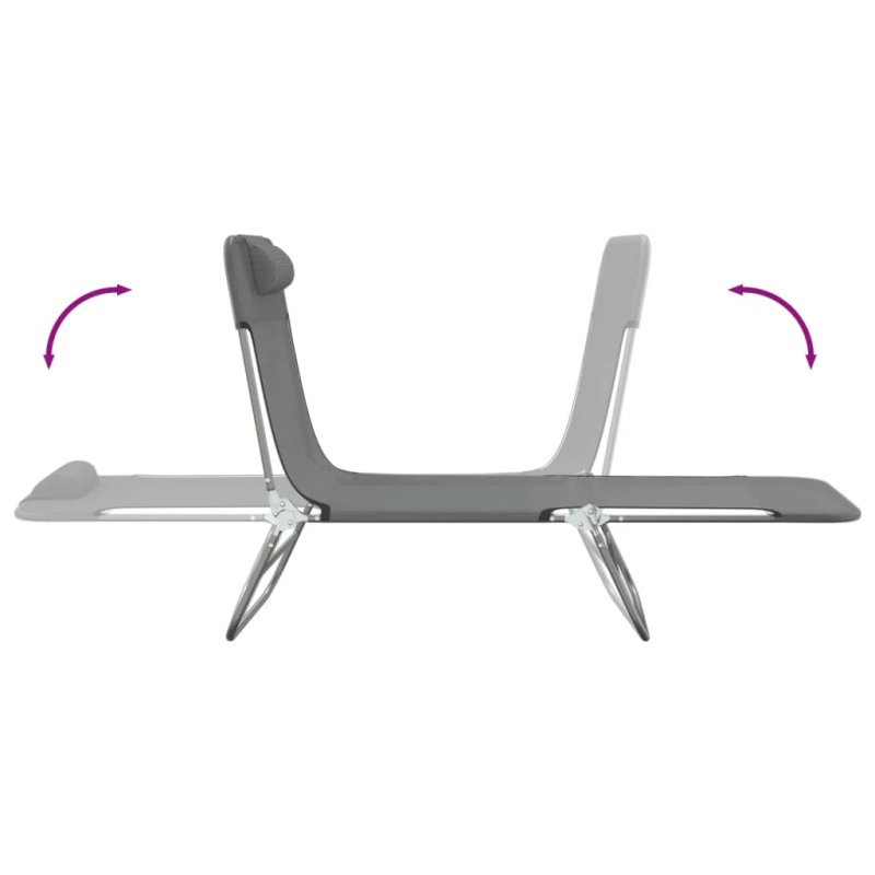 vidaXL saliekami sauļošanās krēsli, 2 gab., pelēks tekstilēns, tērauds