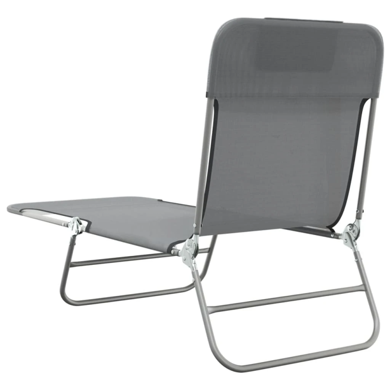 vidaXL saliekami sauļošanās krēsli, 2 gab., pelēks tekstilēns, tērauds