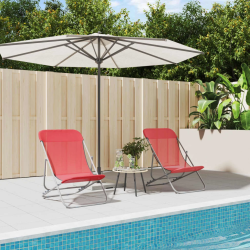 vidaXL saliekami sauļošanās krēsli, 2gab., sarkans tekstilēns, tērauds