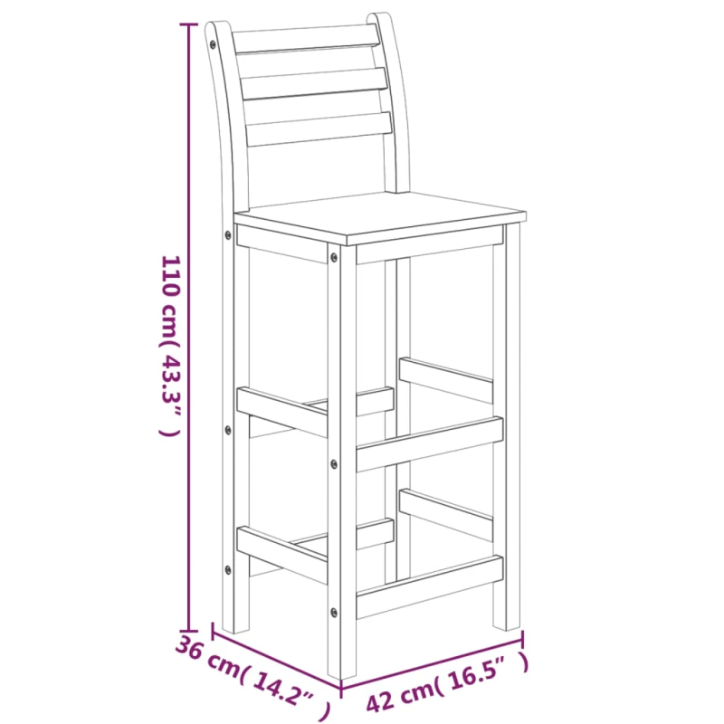 vidaXL 5-daļīgs dārza bāra mēbeļu komplekts, akācijas masīvkoks