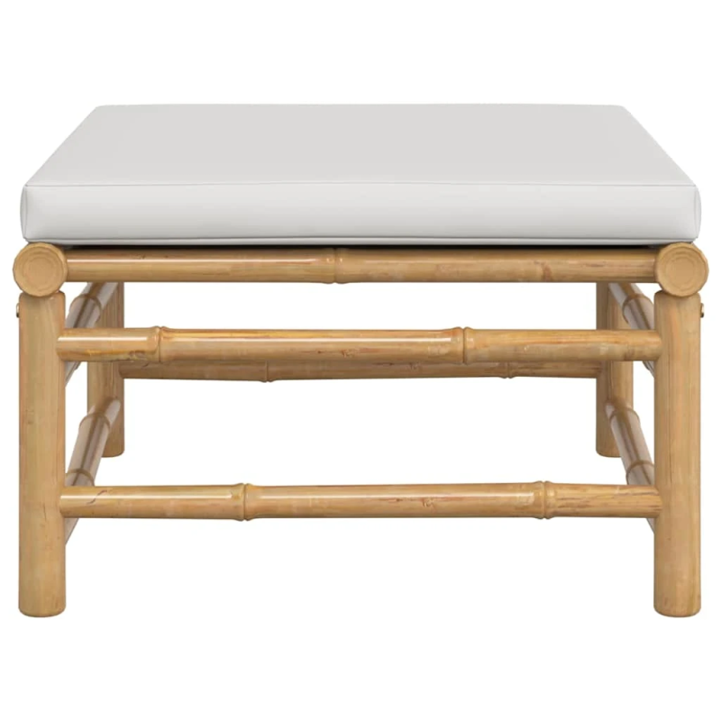 vidaXL dārza kājsoliņš ar gaiši pelēku matraci, bambuss