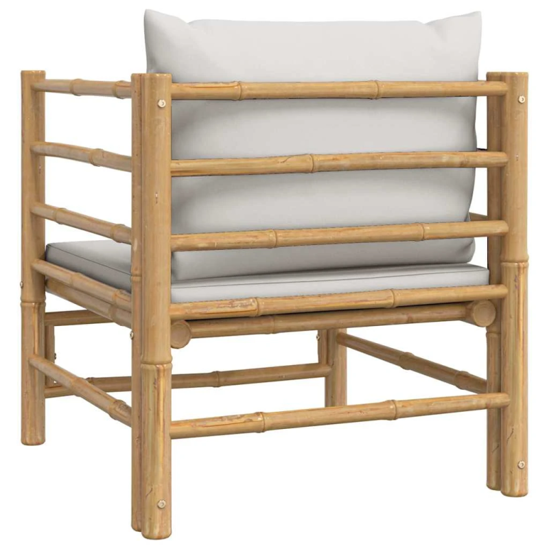 vidaXL dārza dīvāns ar gaiši pelēkiem matračiem, bambuss