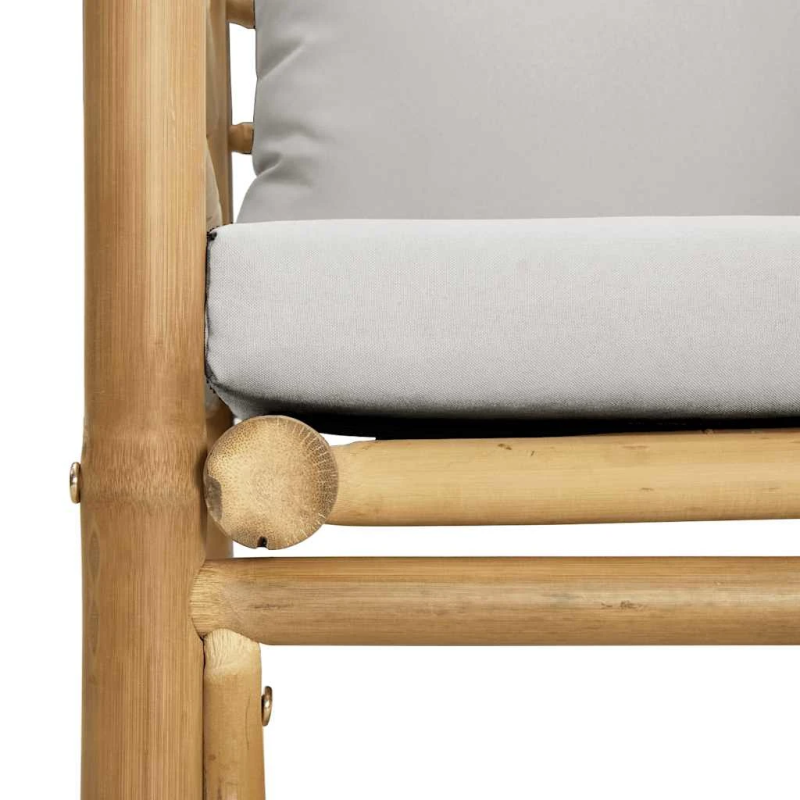 vidaXL dārza dīvāns ar gaiši pelēkiem matračiem, bambuss