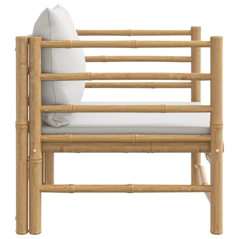 vidaXL dārza dīvāns ar gaiši pelēkiem matračiem, bambuss