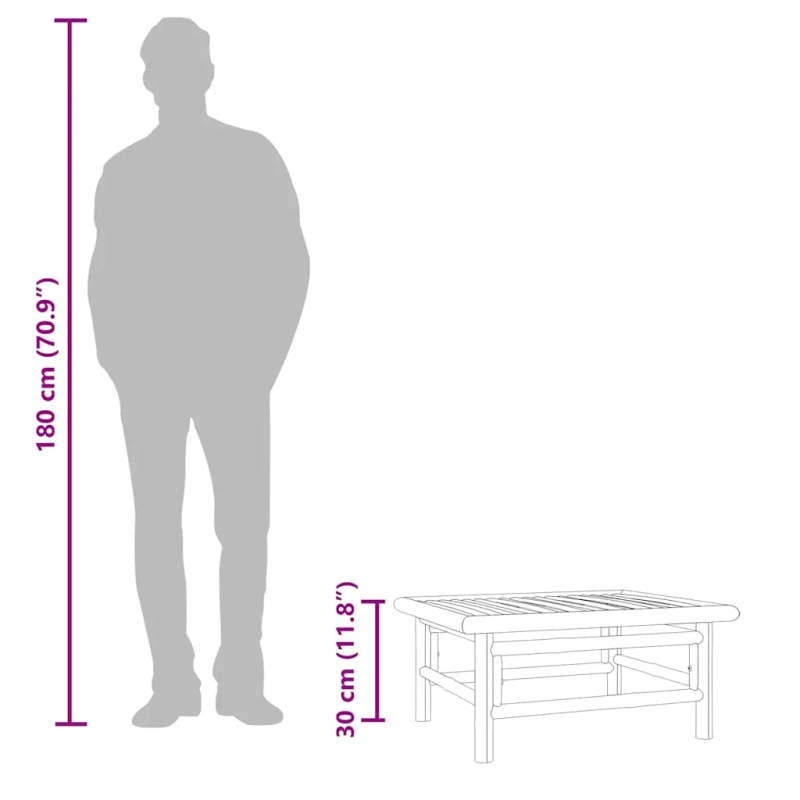 vidaXL dārza galds, 65x55x30 cm, bambuss