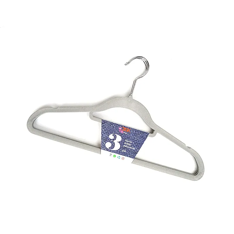 Drēbju pakaramais samta 42x23cm, 3gb pelēks