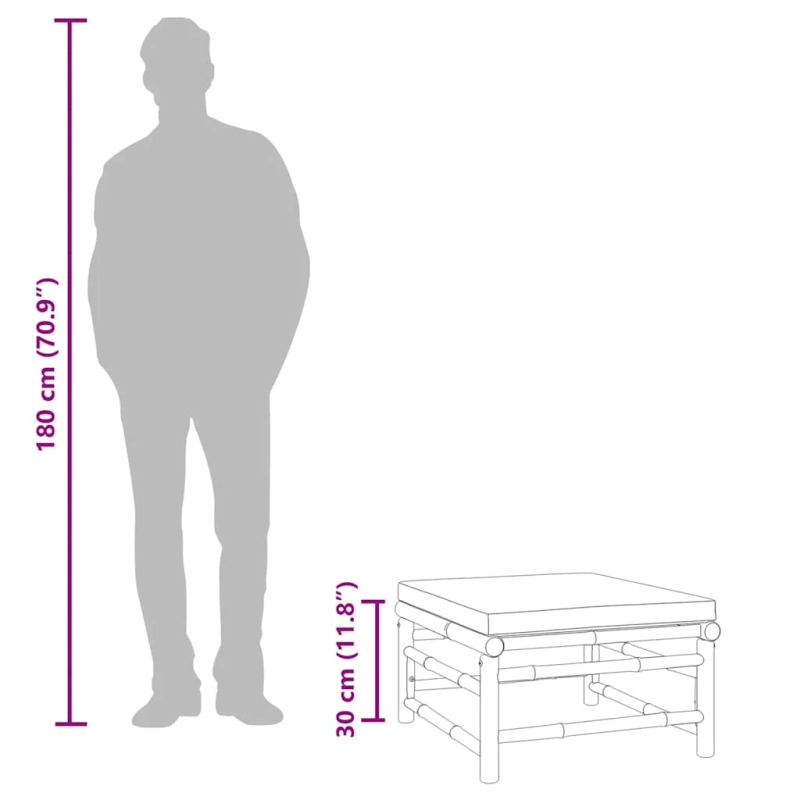 vidaXL dārza kājsoliņš ar zaļu matraci, bambuss