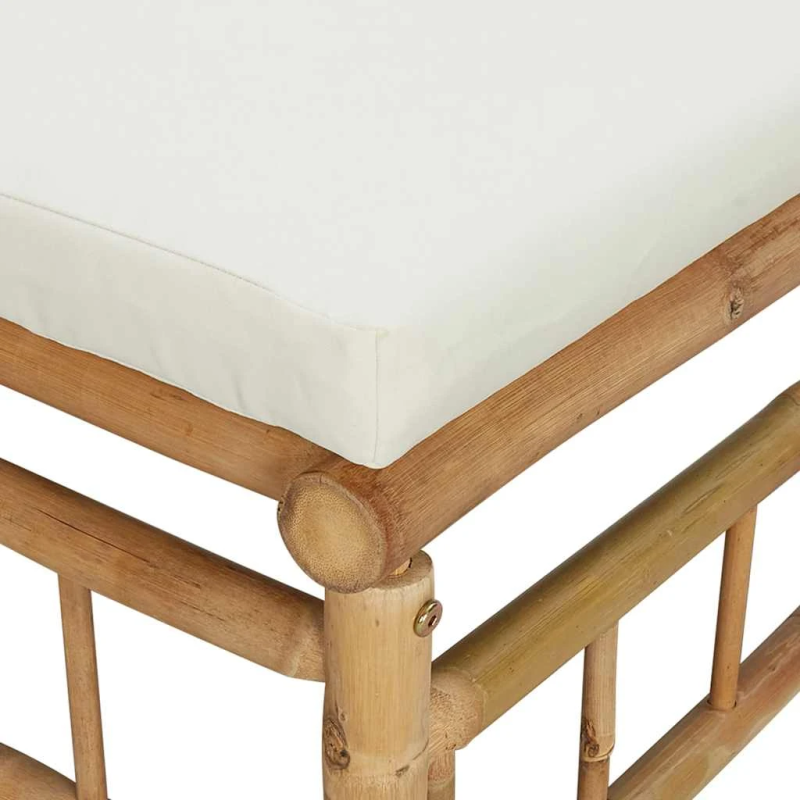 vidaXL dārza kājsoliņš ar krēmbaltu matraci, bambuss