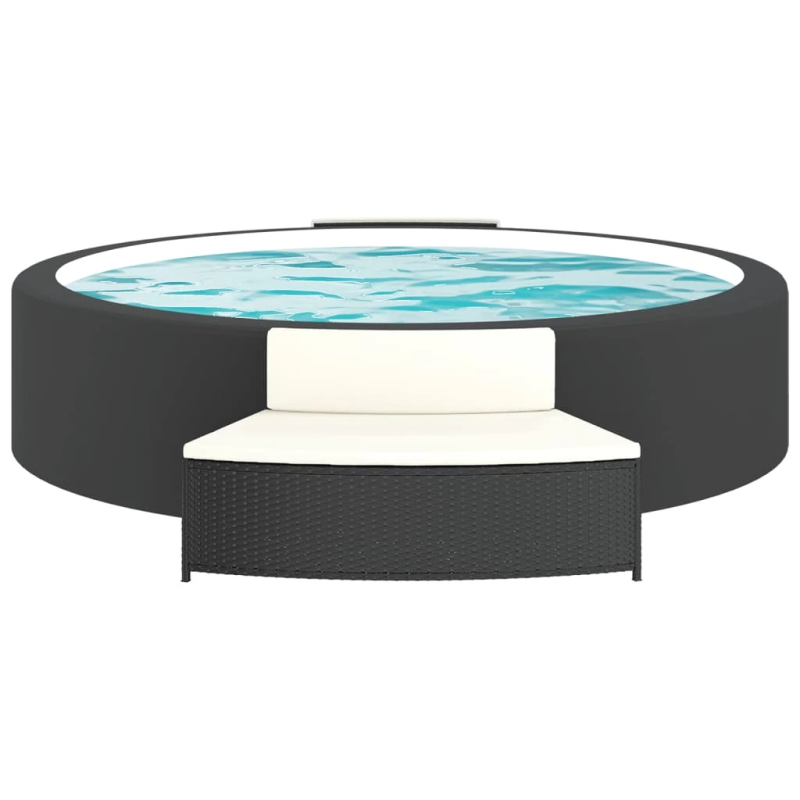 vidaXL spa soliņi ar spilveniem, 2 gab., melna PE rotangpalma