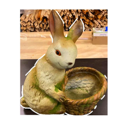 Dārza dekors sēdošs Zaķis ar grozu 50cm