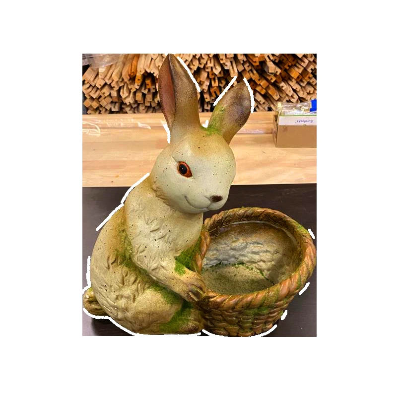Dārza dekors sēdošs Zaķis ar grozu 50cm