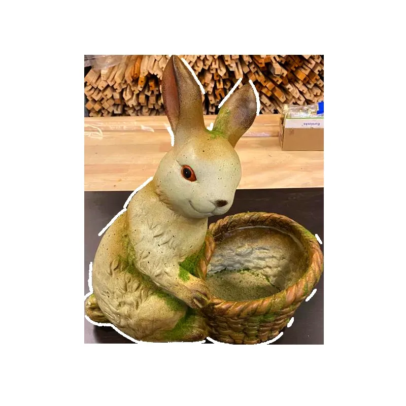 Dārza dekors sēdošs Zaķis ar grozu 50cm