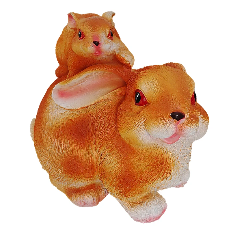 Dārza dekors Zaķu mamma ar zaķēnu 18cm