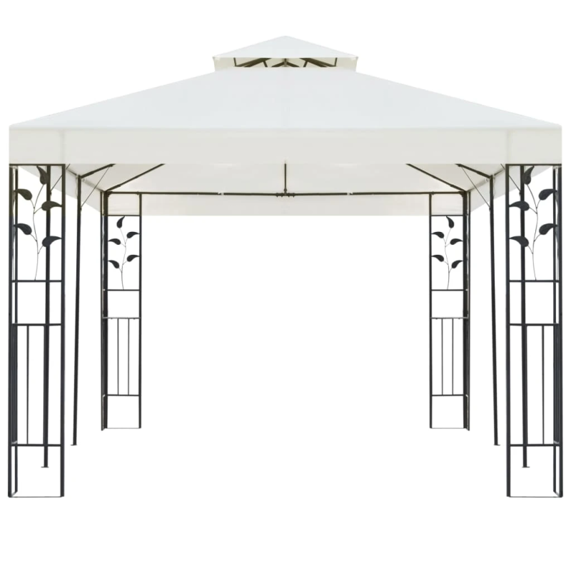 vidaXL dārza nojume ar dubulto jumtu, 6x3 m, balta, tērauds