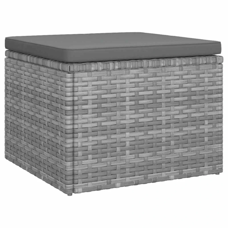 vidaXL trīsvietīgs dārza dīvāns ar kājsoliņu, pelēka PE rotangpalma