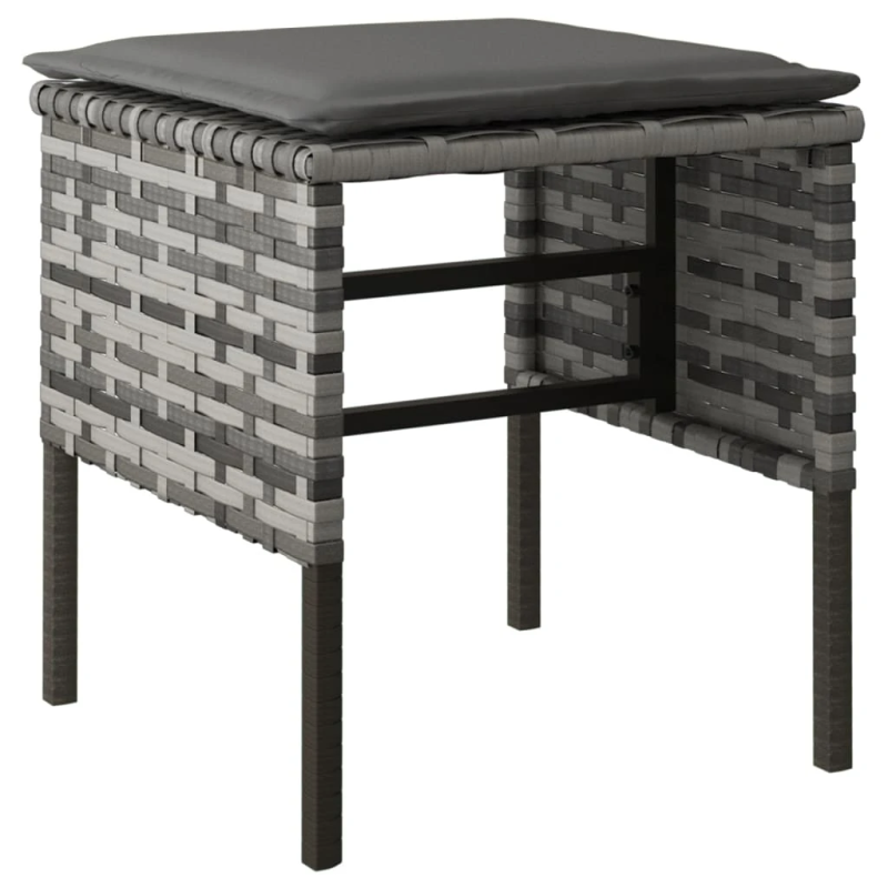 vidaXL dārza soliņi ar matračiem, 4 gab., pelēka PE rotangpalma