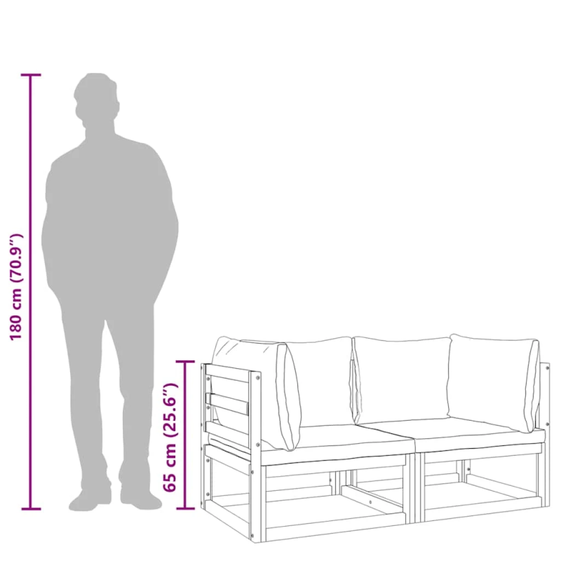 vidaXL stūra dīvāni ar pelēkbrūniem matračiem, 2 gab., akācijas koks