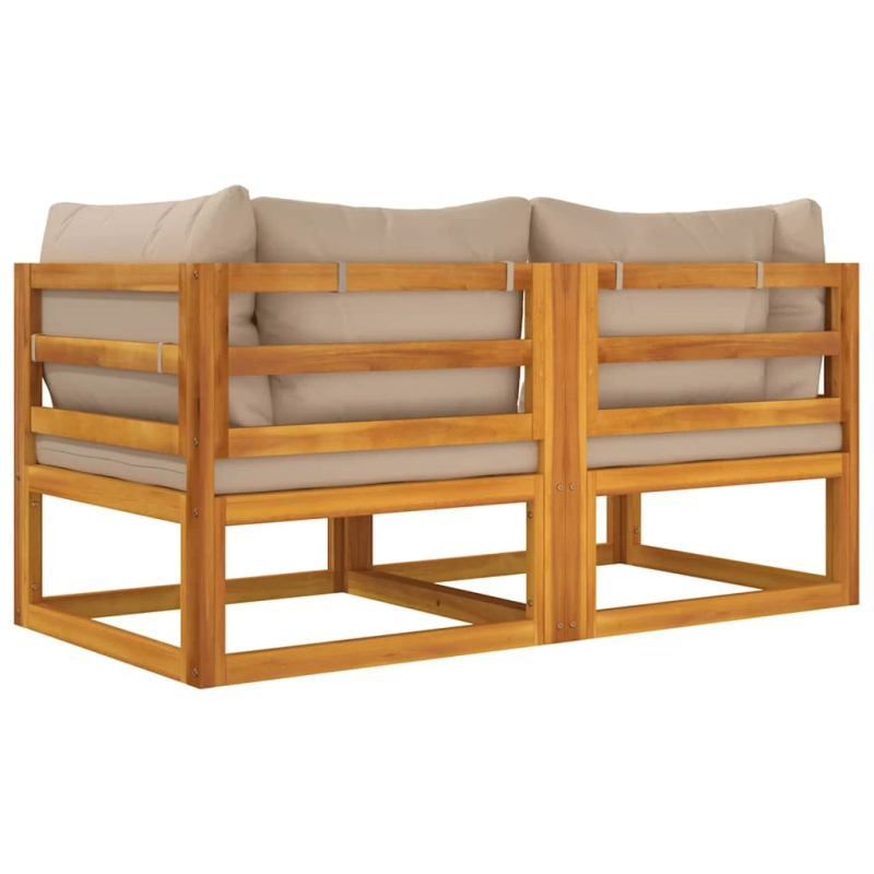 vidaXL stūra dīvāni ar pelēkbrūniem matračiem, 2 gab., akācijas koks