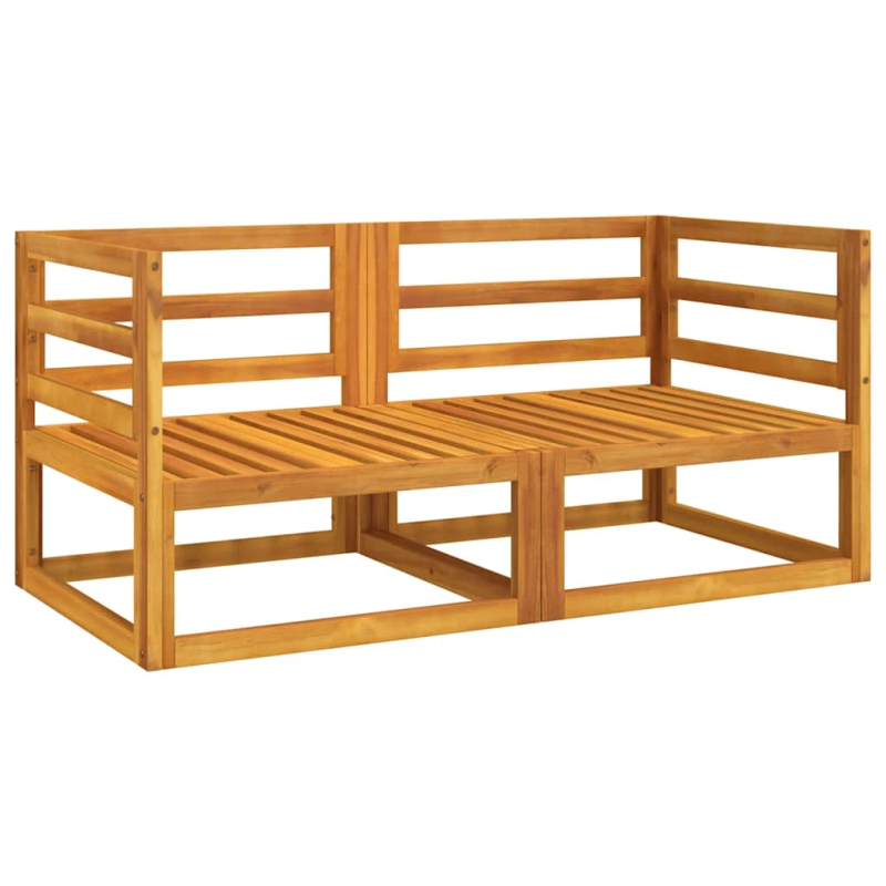 vidaXL stūra dīvāni ar pelēkbrūniem matračiem, 2 gab., akācijas koks