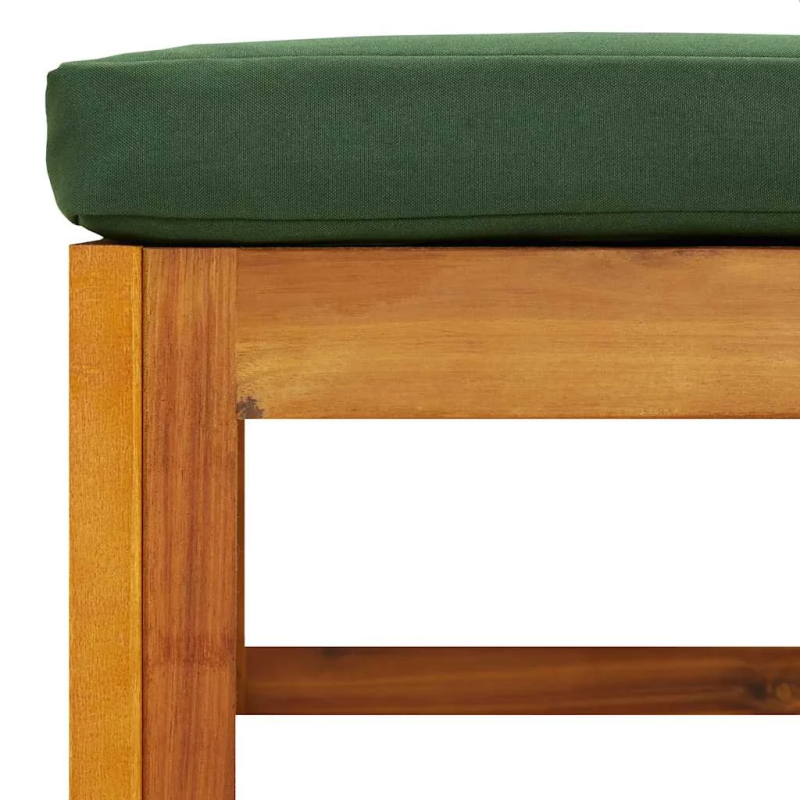 vidaXL dārza kāju balsts ar zaļu matraci, akācijas masīvkoks