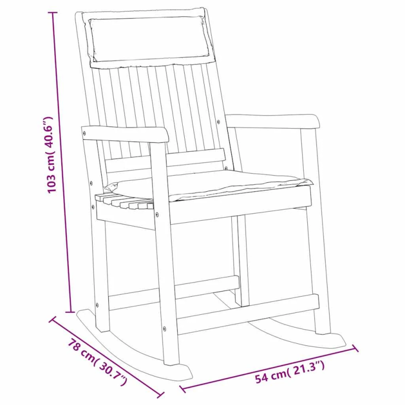 vidaXL šūpuļkrēsls ar spilveniem, akācijas masīvkoks