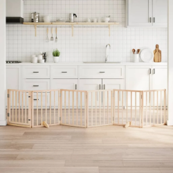 vidaXL suņu vārti ar salokāmām durvīm, 6 paneļi, 300 cm, papeles koks