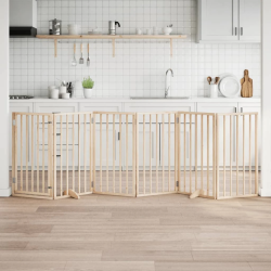 vidaXL suņu vārti ar salokāmām durvīm, 6 paneļi, 300 cm, papeles koks