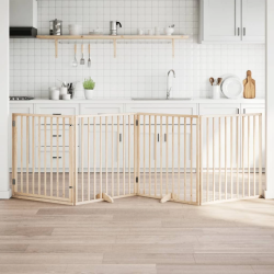 vidaXL suņu vārti ar durvīm, salokāmi, 4 paneļi, 320 cm, papeles koks