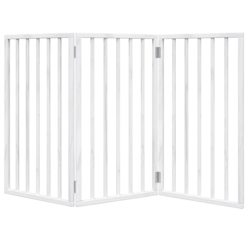 vidaXL suņu vārti, salokāmi, 3 paneļi, balti, 150 cm, papeles koks