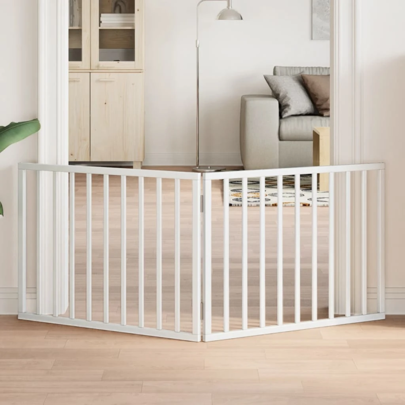 vidaXL suņu vārti, salokāmi, 2 paneļi, balti, 160 cm, papeles koks