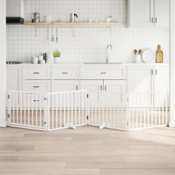 vidaXL suņu vārti ar durvīm, salokāmi, 4 paneļi, 320 cm, papeles koks