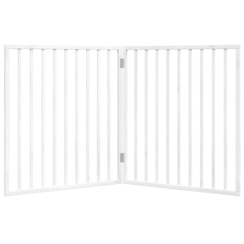 vidaXL suņu vārti, salokāmi, 2 paneļi, balti, 160 cm, papeles koks