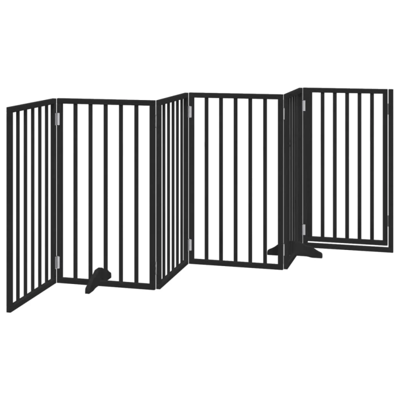 vidaXL suņu vārti ar durvīm, salokāmi, 6 paneļi, 300 cm, papeles koks