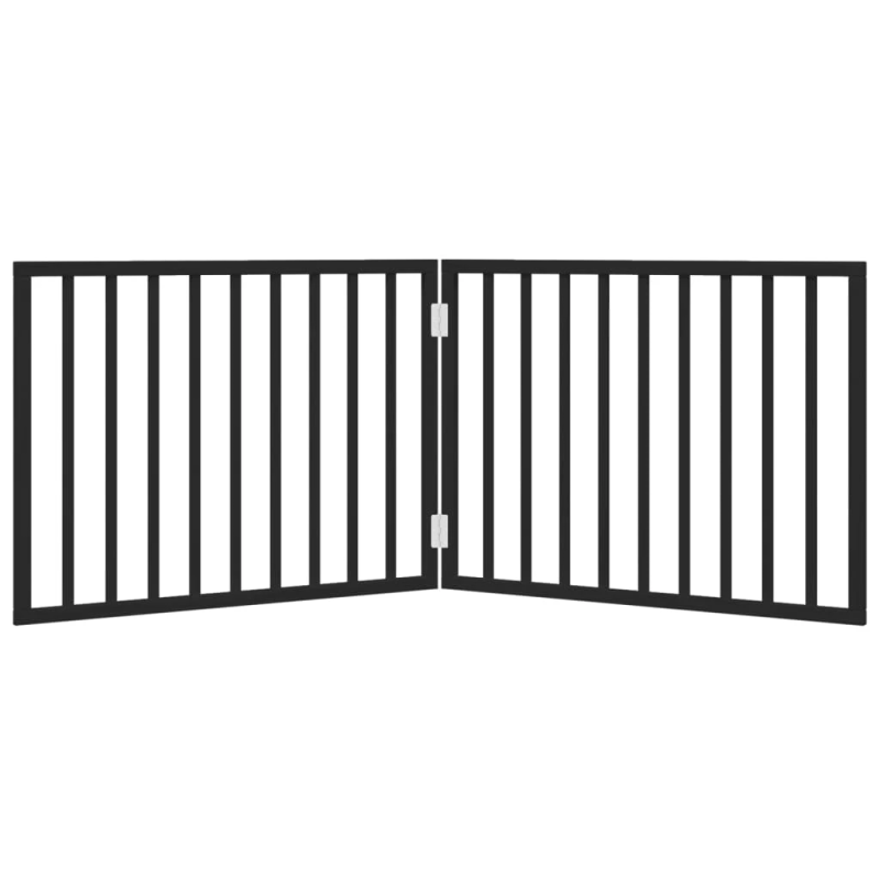 vidaXL suņu vārti, salokāmi, 2 paneļi, melni, 160 cm, papeles koks