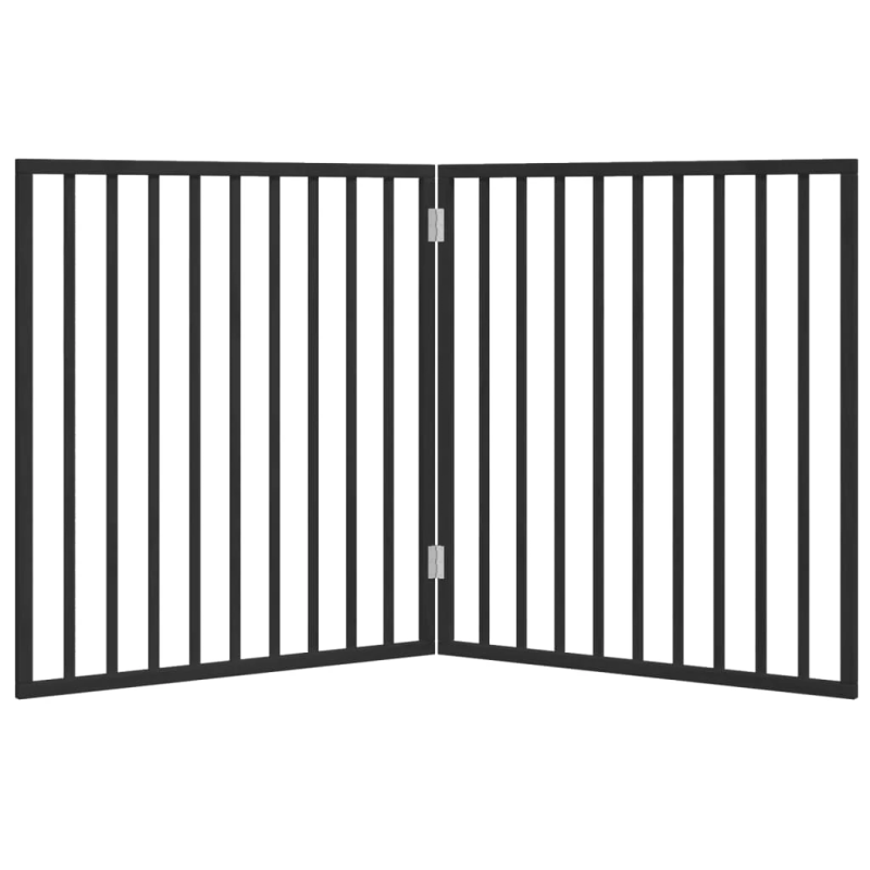 vidaXL suņu vārti, salokāmi, 2 paneļi, melni, 160 cm, papeles koks