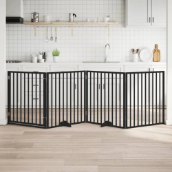 vidaXL suņu vārti ar durvīm, salokāmi, 4 paneļi, 320 cm, papeles koks