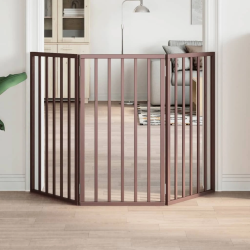 vidaXL suņu vārti, salokāmi, 3 paneļi, Brūns, 150 cm, papeles koks