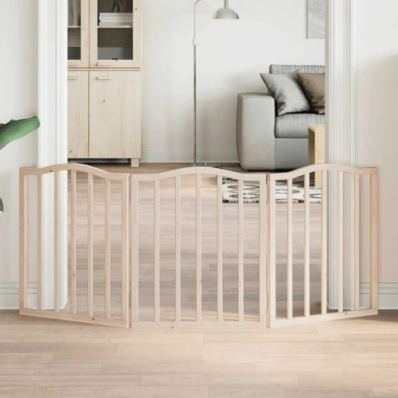 vidaXL suņu vārti, salokāmi, 3 paneļi, 150 cm, papeles koks