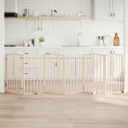 vidaXL suņu vārti ar salokāmām durvīm, 6 paneļi, 300 cm, papeles koks